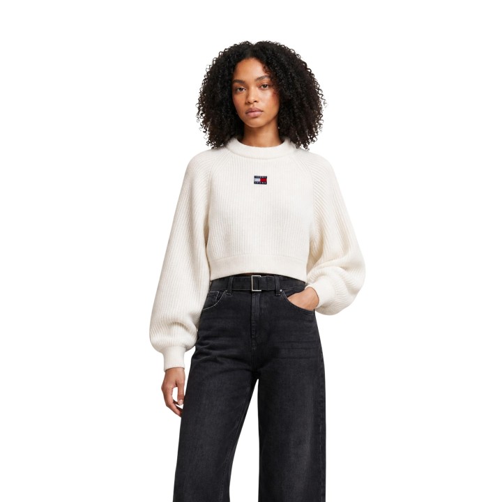 Jersey blanco de punto para mujer Tommy Hilfiger Jeans DW0DW22024 vista frontal