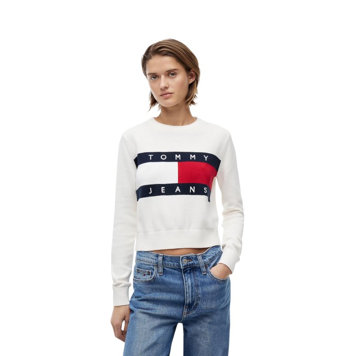 Jersey blanco de mujer Tommy Hilfiger Jeans DW0DW22930 vista frontal