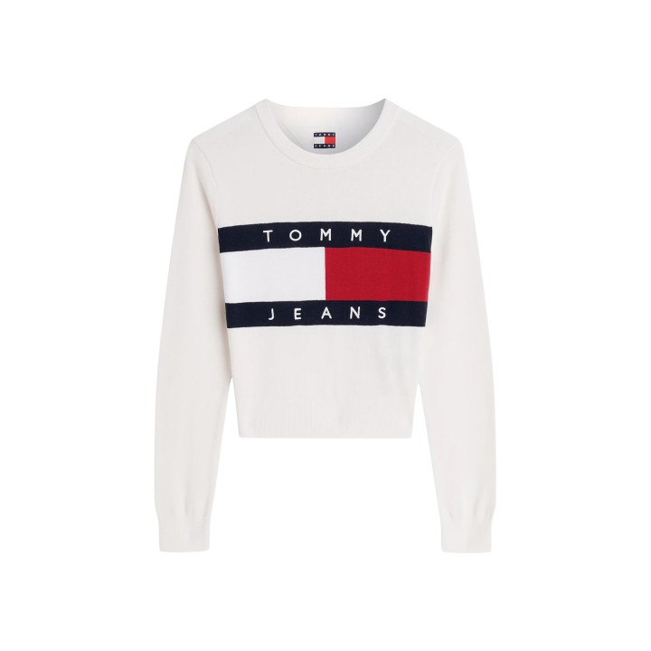 Jersey blanco de mujer Tommy Hilfiger Jeans DW0DW22930 vista frontal de la prenda