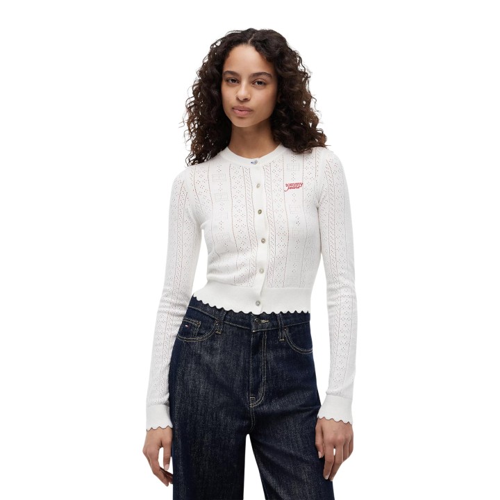Cárdigan blanco de mujer Tommy Hilfiger Jeans DW0DW22931 en vista frontal