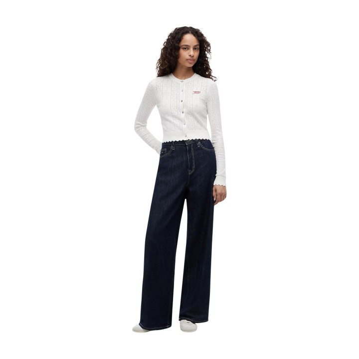Cárdigan blanco de mujer Tommy Hilfiger Jeans DW0DW22931 en vista frontal completa