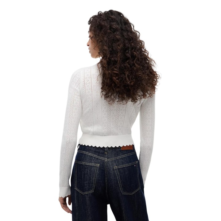 Cárdigan blanco de mujer Tommy Hilfiger Jeans DW0DW22931 en vista posterior