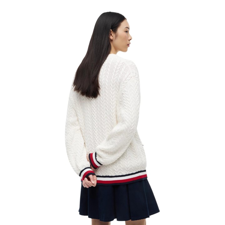 Cárdigan blanco de mujer Tommy Hilfiger Jeans de punto vista posterior DW0DW22934
