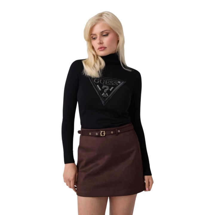 Guess jersey negro de cuello alto para mujer W6BR54 Z1455 vista frontal