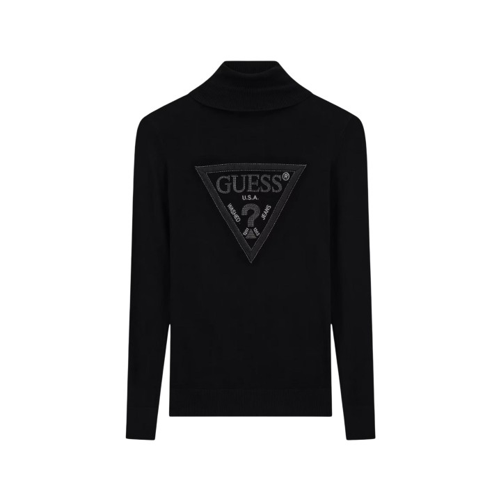 Guess jersey negro de cuello alto para mujer W6BR54 Z1455 vista frontal