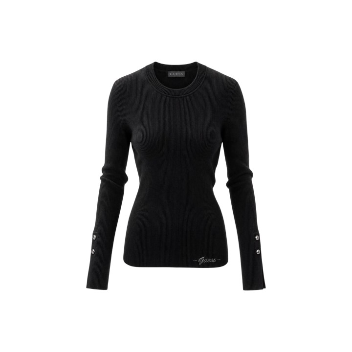 Guess jersey negro de punto acanalado para mujer referencia W6YR09 Z0948 detalle frontal