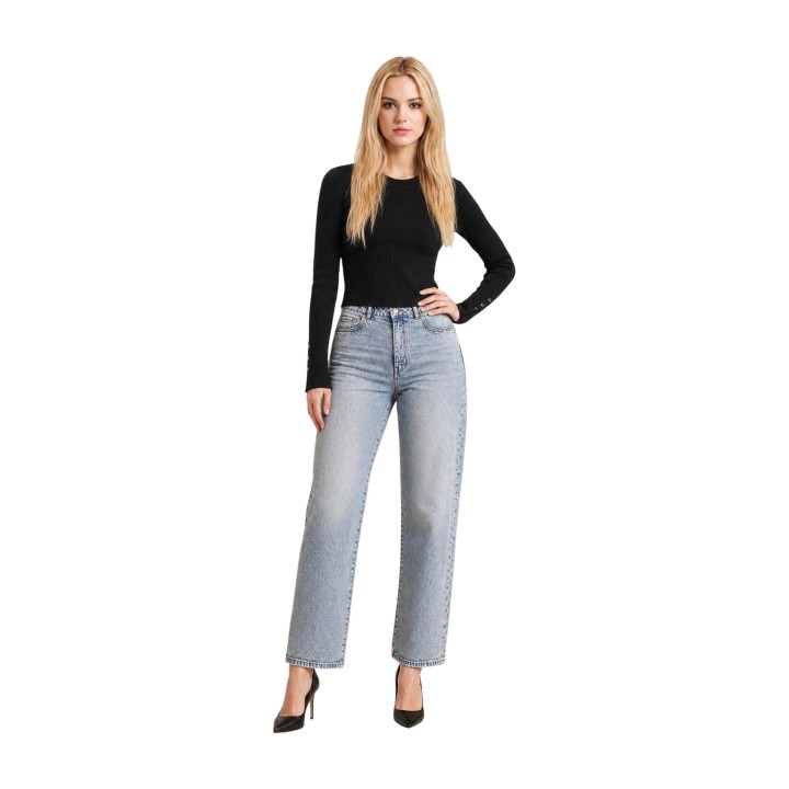 Guess jersey negro de punto acanalado para mujer referencia W6YR09 Z0948 vista frontal