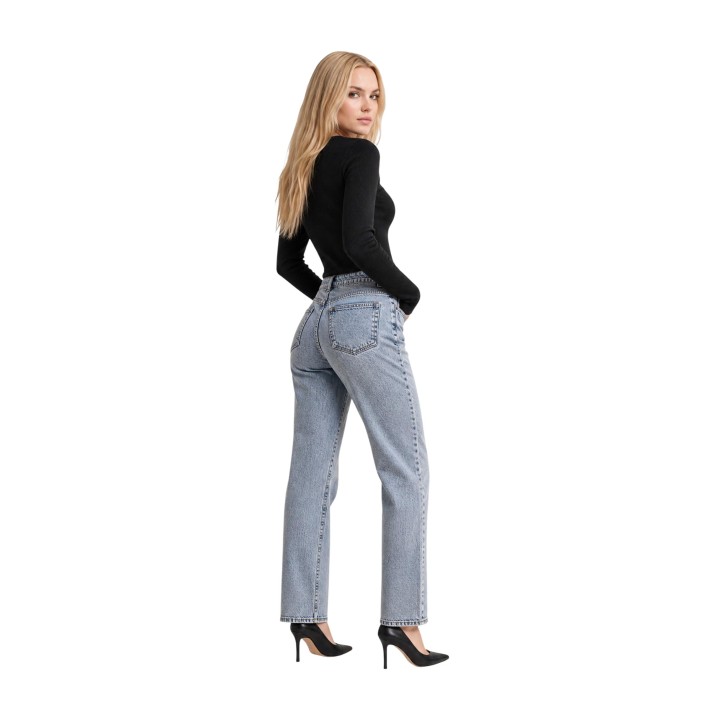 Guess jersey negro de punto acanalado para mujer referencia W6YR09 Z0948 vista posterior tres cuartos
