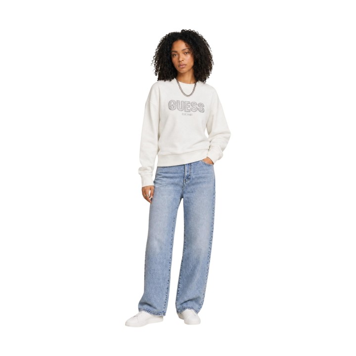 Guess jersey de mujer blanco Madeline Logo W6YR30 Z0978 vista frontal completa