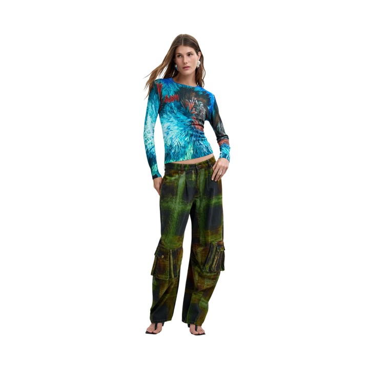 Jersey Desigual de mujer azul 26WWJF02 en vista tres cuartos