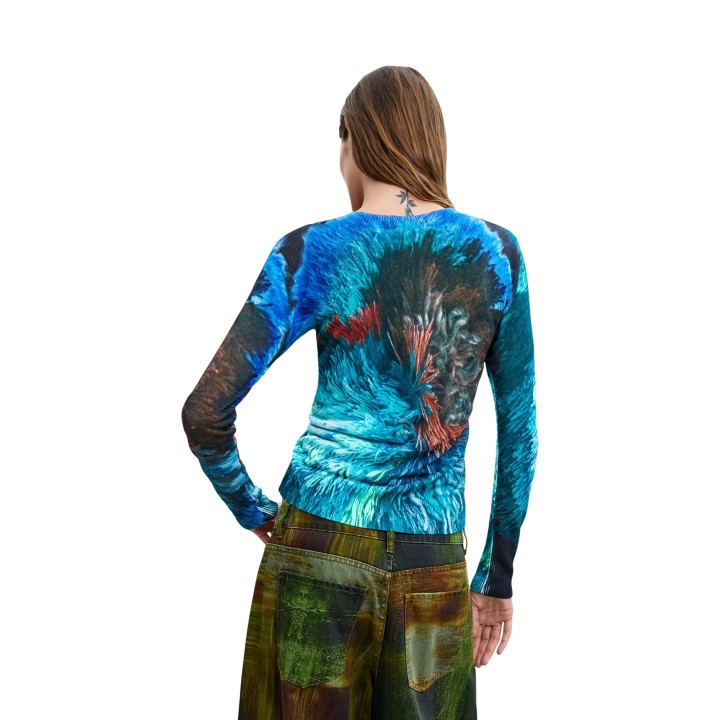 Jersey Desigual de mujer azul 26WWJF02 en vista posterior