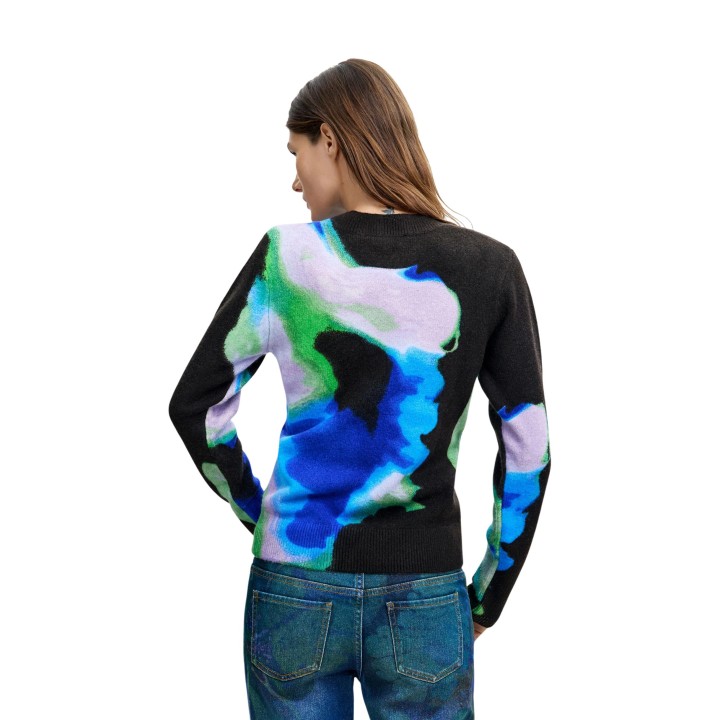 Desigual jersey de mujer azul 26WWJF03 en vista posterior