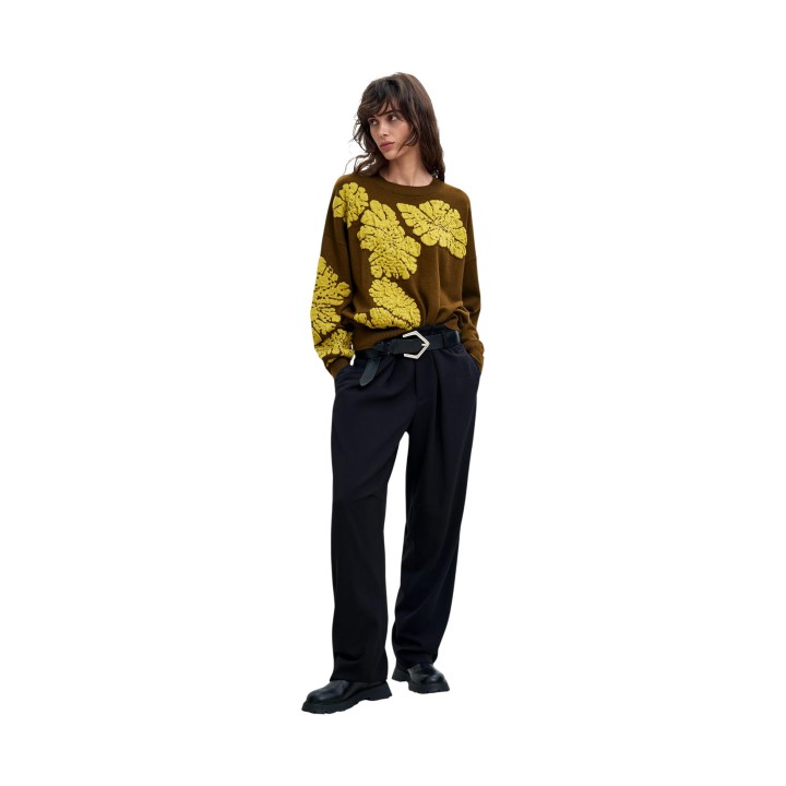 Desigual jersey de mujer verde con flores referencia 26WWJF09 vista frontal