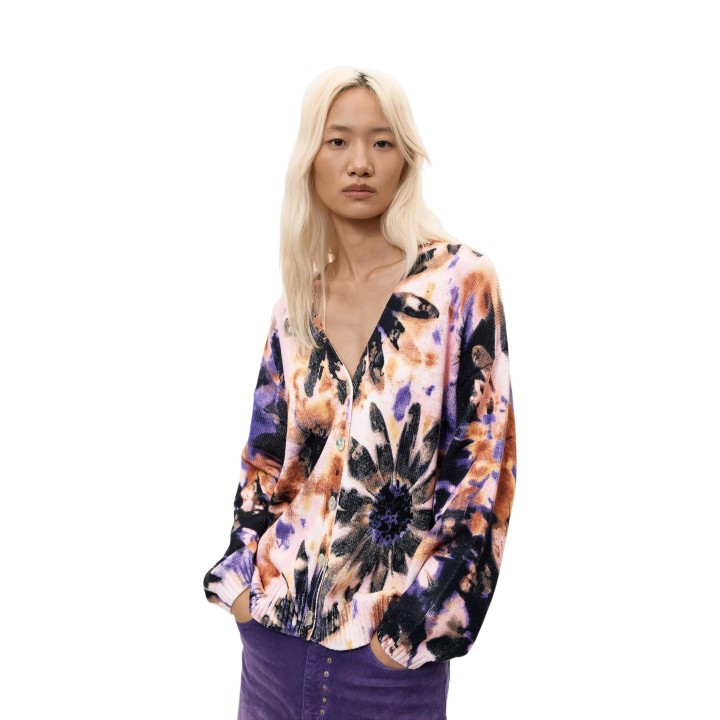 Desigual cárdigan de mujer rosa JERS_BOTANICPINK 26WWJF11 vista frontal