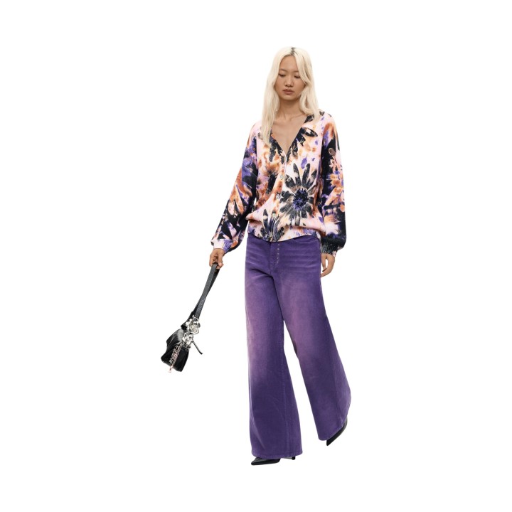 Desigual cárdigan de mujer rosa JERS_BOTANICPINK 26WWJF11 vista frontal de cuerpo entero