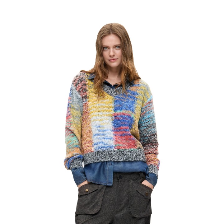 Desigual jersey de mujer multicolor de punto vista frontal