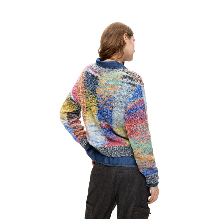 Desigual jersey de mujer multicolor de punto vista posterior