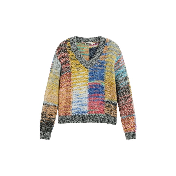 Desigual jersey de mujer multicolor de punto vista frontal