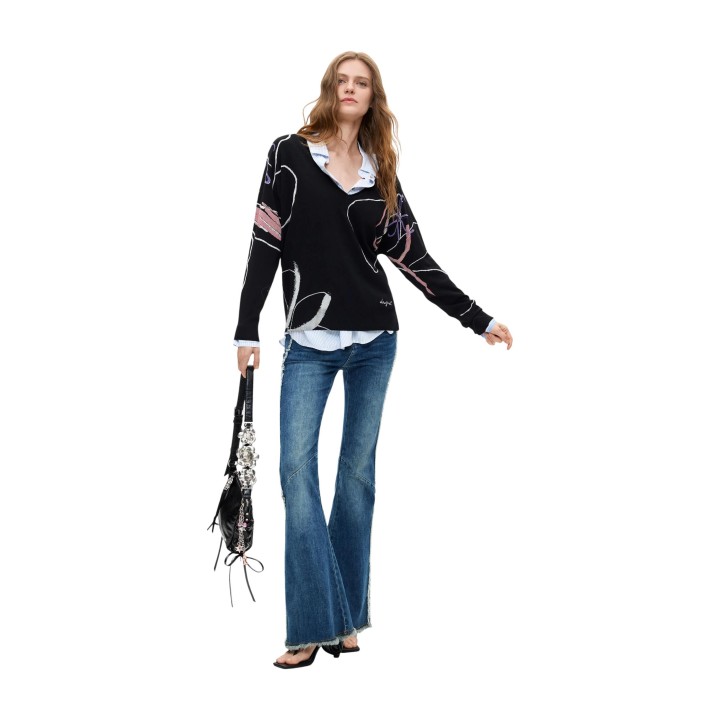 Jersey negro de mujer Desigual vista frontal