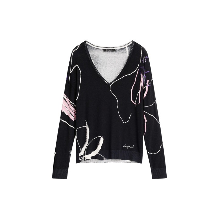 Jersey negro de mujer Desigual vista frontal de la prenda