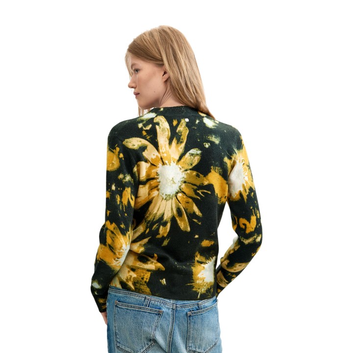 Desigual jersey de mujer negro estampado floral vista posterior