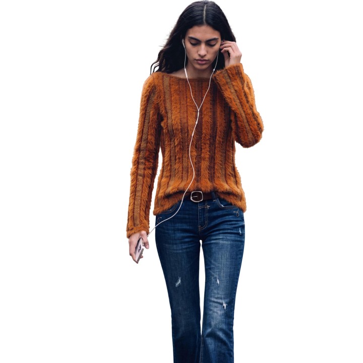 Desigual jersey de mujer marrón de tejido de pelo vista frontal