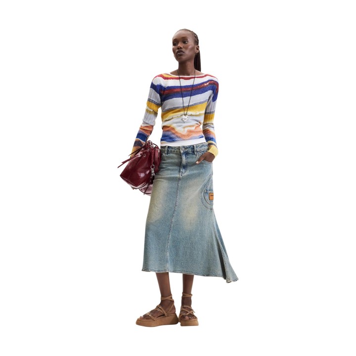 Desigual jersey de mujer azul multicolor vista frontal