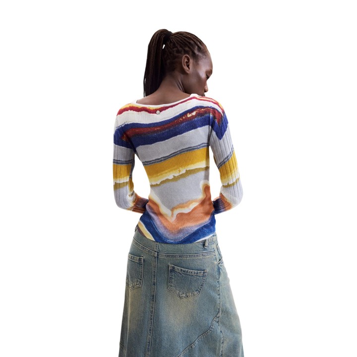 Desigual jersey de mujer azul multicolor vista posterior