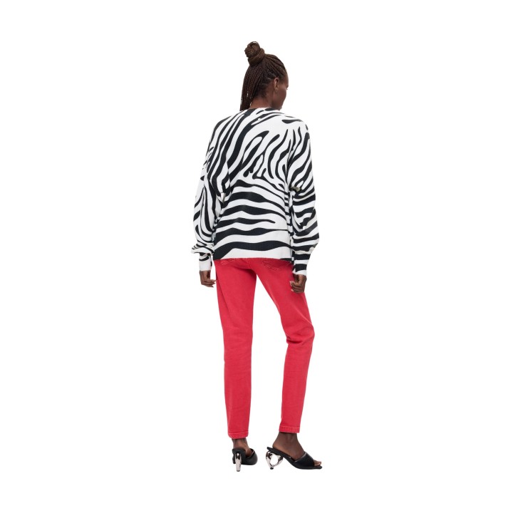 Desigual jersey de mujer blanco con estampado cebra vista posterior