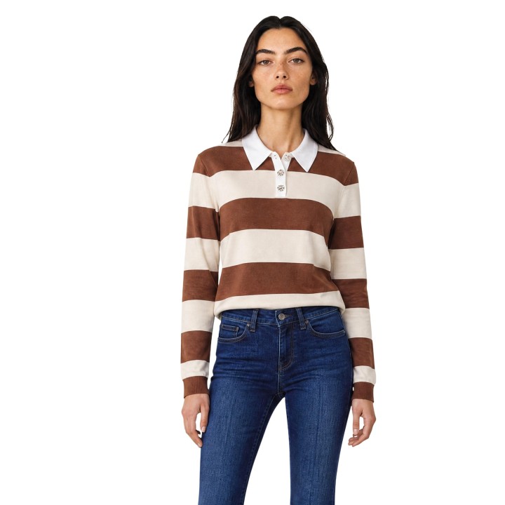 Jacqueline de Yong jersey de mujer Jdymelany 15376603 marrón y rosa vista frontal