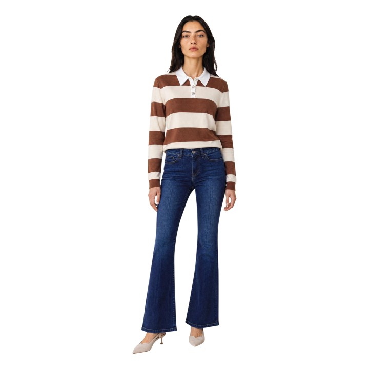 Jacqueline de Yong jersey de mujer Jdymelany 15376603 marrón y rosa vista de tres cuartos