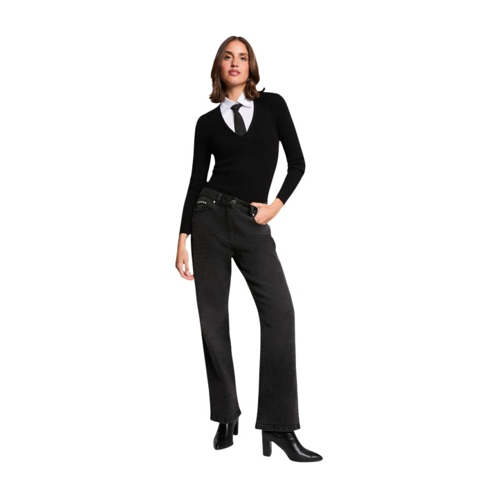 Jersey negro de mujer Morgan De Toi 252-MCRAVAT vista frontal
