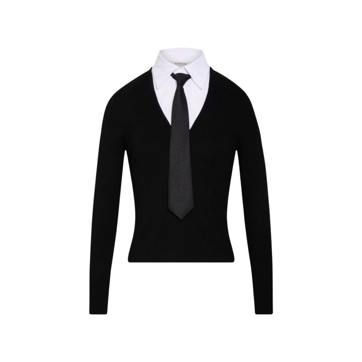 Jersey negro de mujer Morgan De Toi 252-MCRAVAT vista frontal