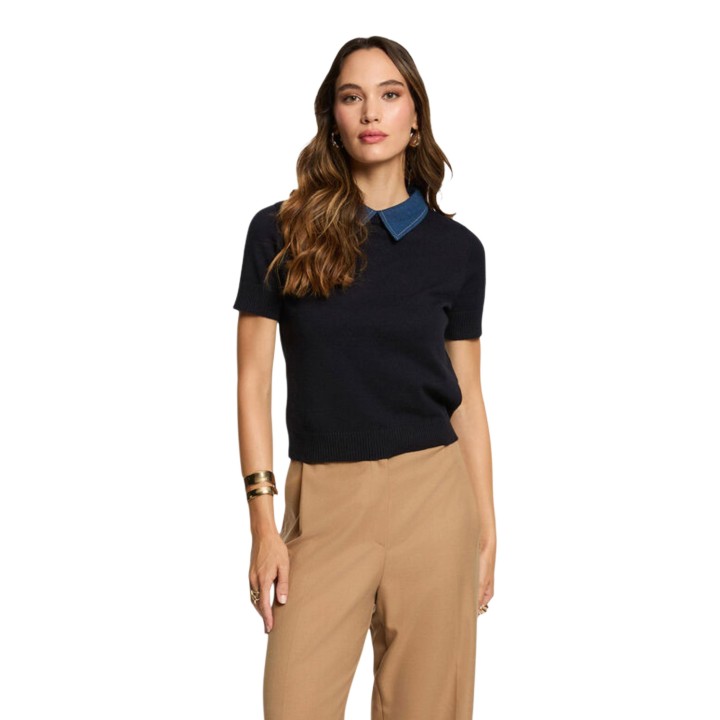 jersey de mujer Morgan De Toi 252-MJANO con cuello azul vista frontal
