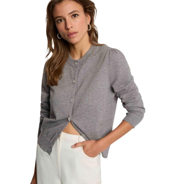 Cárdigan de mujer Morgan De Toi 262-MKNOT gris claro vista frontal