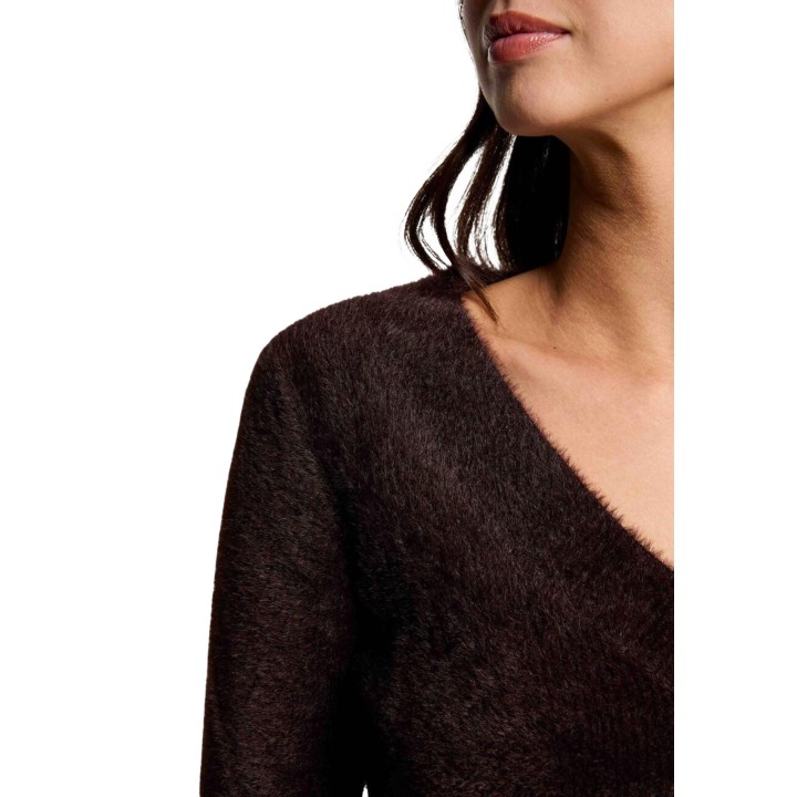 Detalle del jersey de mujer Morgan De Toi 262-MLISA color café
