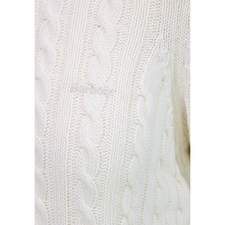 Detalle del tejido de punto del jersey Barbour Ashdown color crema