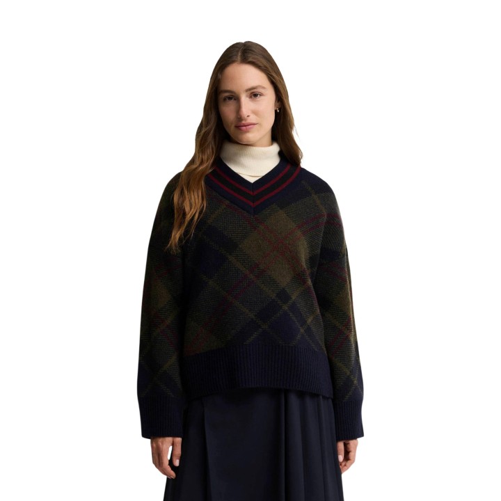 Barbour jersey de punto verde para mujer Shae vista frontal