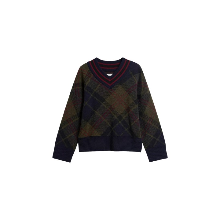Barbour jersey de punto verde para mujer Shae vista frontal