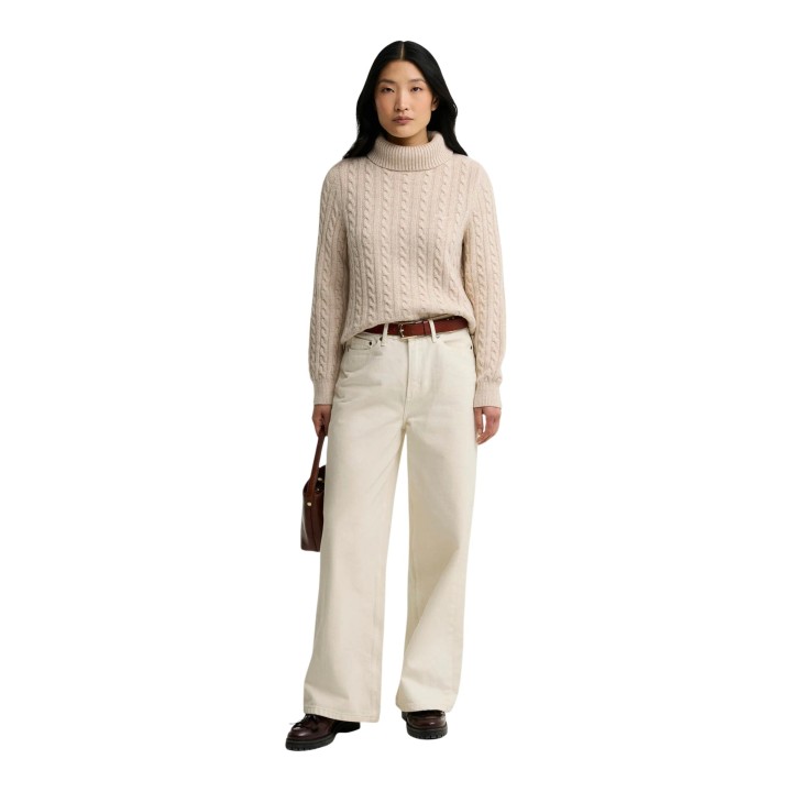 Jersey de punto Barbour Ambleside para mujer en beige claro vista frontal