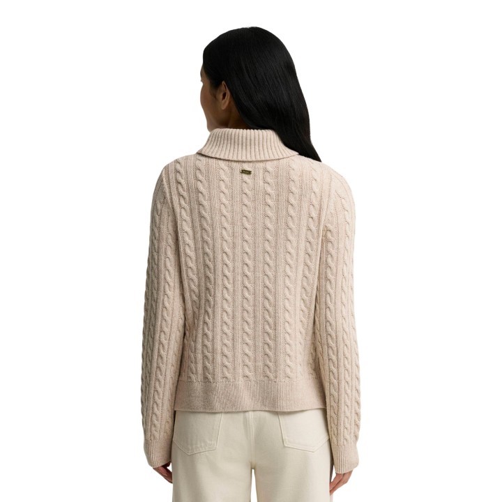 Jersey de punto Barbour Ambleside para mujer en beige claro vista posterior
