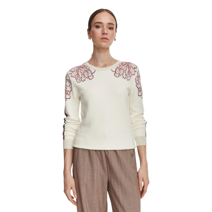 Jersey de mujer Liu-Jo TF6094 MS49I color crema vista frontal