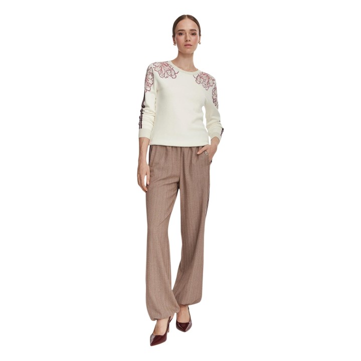 Jersey de mujer Liu-Jo TF6094 MS49I color crema vista de tres cuartos