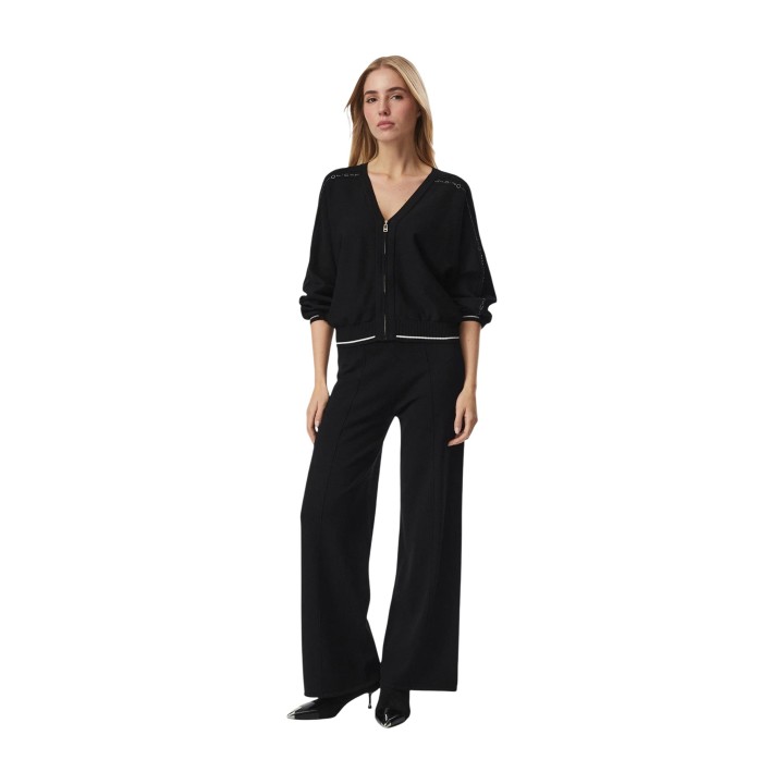 Jersey de mujer Liu-Jo TF6192 MS63L negro y blanco vista frontal de cuerpo entero