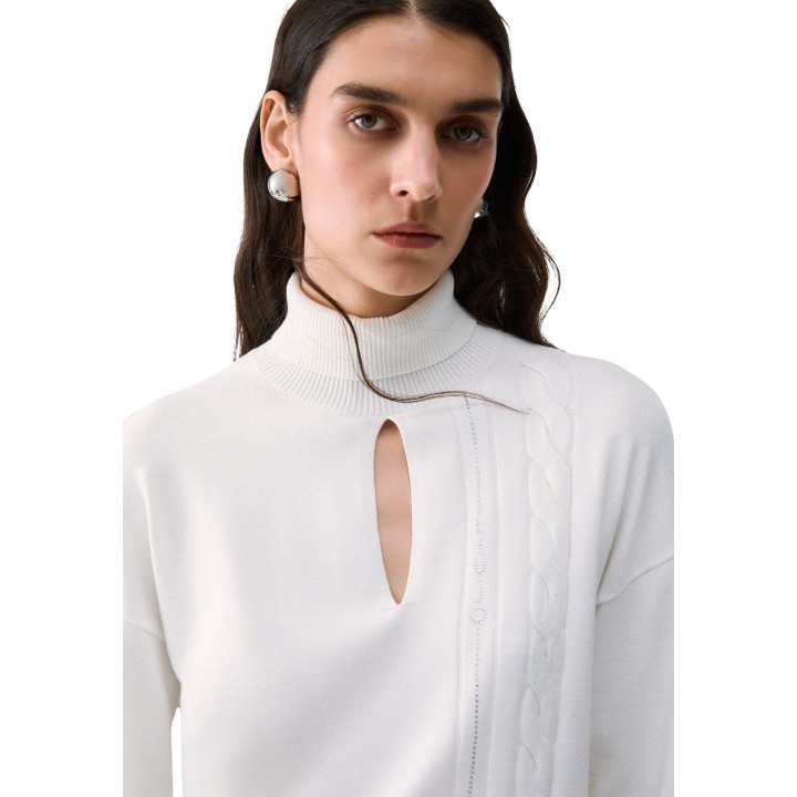 Liu-Jo jersey de mujer blanco y negro TF6193 MS63L detalle frontal