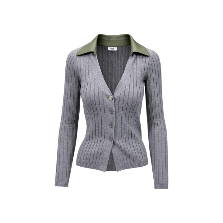 Liu-Jo cárdigan de mujer gris de punto WF6037 MS052 en vista frontal