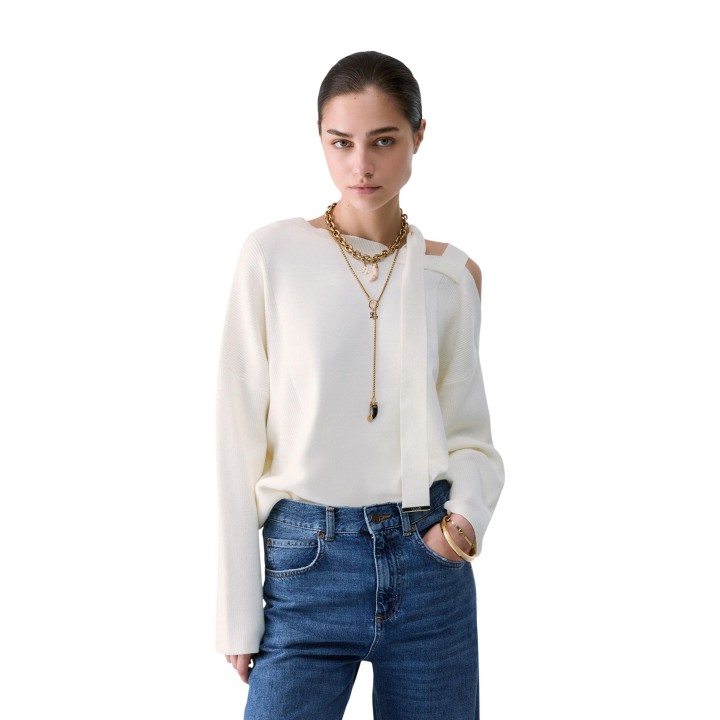 Liu-Jo jersey blanco de mujer WF6396 MS99E vista frontal