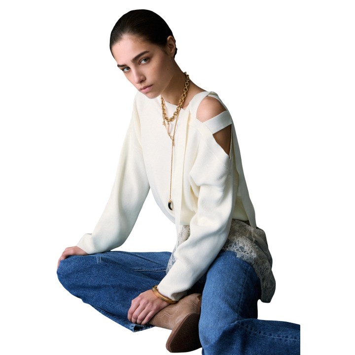 Liu-Jo jersey blanco de mujer WF6396 MS99E vista tres cuartos
