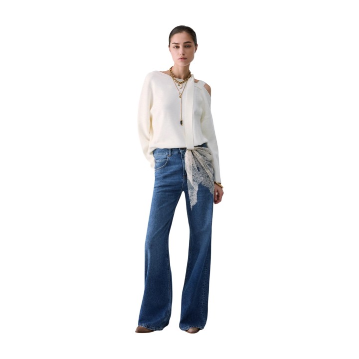 Liu-Jo jersey blanco de mujer WF6396 MS99E vista frontal de cuerpo entero