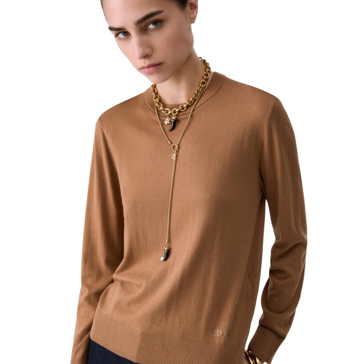 Detalle frontal del jersey beige de mujer Liu-Jo WF6452 MA16R